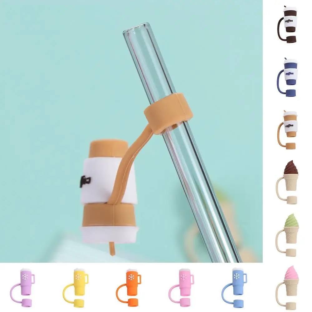 Cup Accessories Silicone Straw Topper Cartoon Dustproof Straw Cover Creative Reusable Straw Dust Cap Straw Decoration