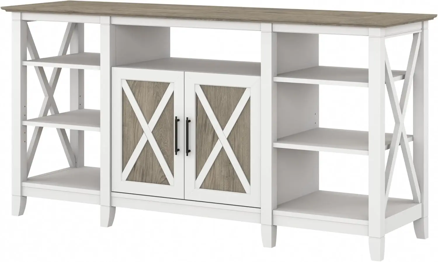 Tall TV Stand, Shiplap Gray/Pure White, Screens up to 65-Inch