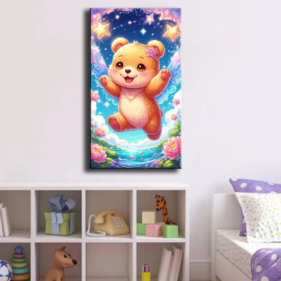 Ever Moment Premium Custom Diamond Painting Kits Animal Canvas Bear Painting Set for Children Room Decor ASF3172