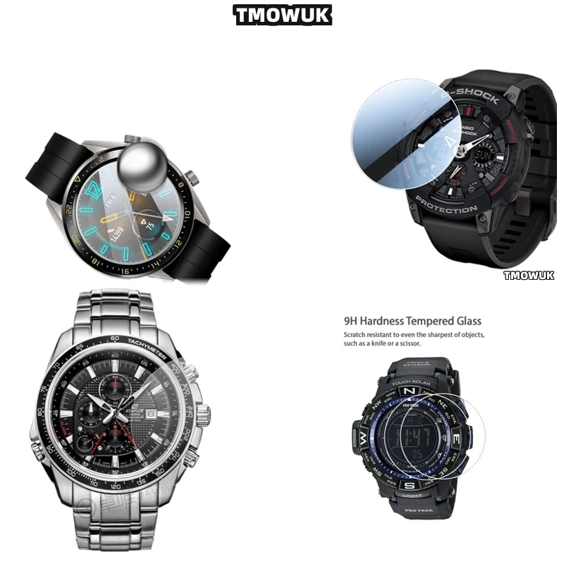 

For Casio GA100 6100 TR770 Pro-Trek EFR 303 GA-2200 GA-2100 GST-W300 Watch Screen Protector Tempered Glass 9H Hardness A