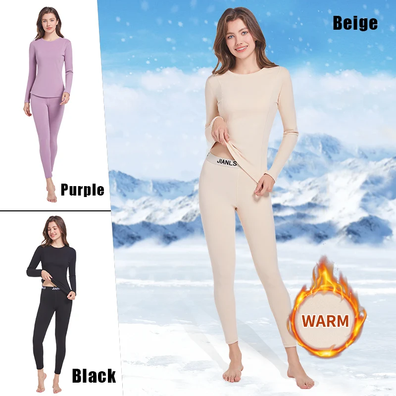 

2/6pcs Autumn And Winter Women's Solid Color Slim Fit Thermal Underwear Set Plus Size Teenage Basic Versatile Long Sleeved Pants