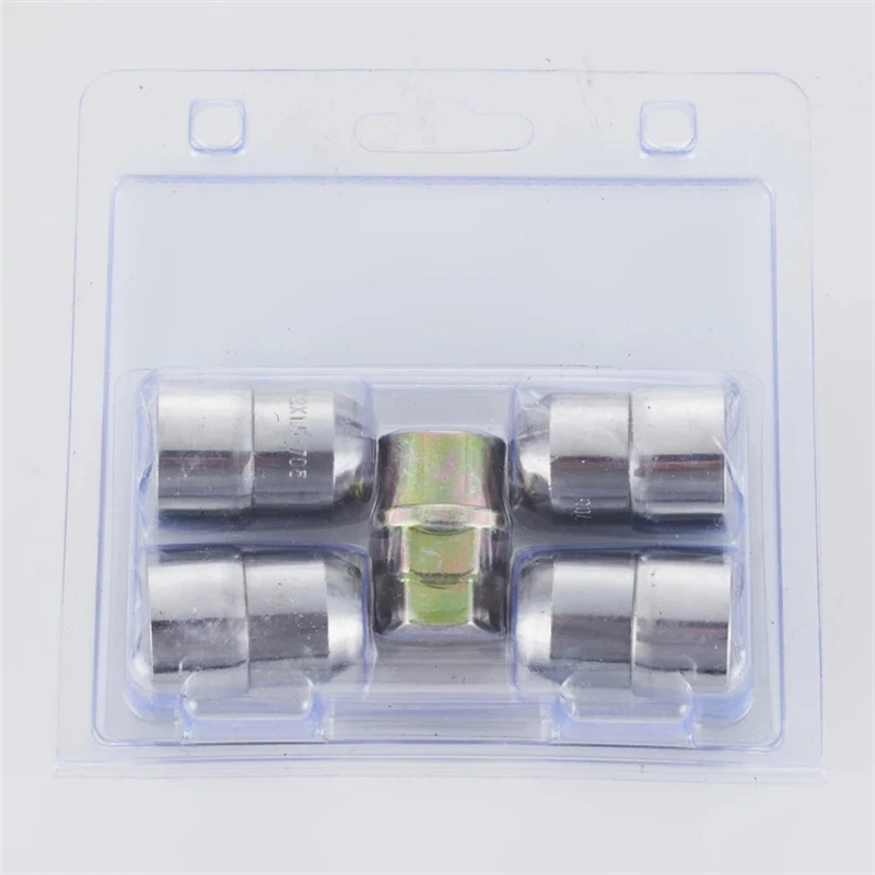 4PCS Chrome Socket Wheel Lug Nut Lock W/Key  M12x1.5 M12x1.25 4 Anti Theft Locking Nuts+1 Key Set