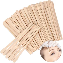 100pcs Wax Sticks Wood Depressors Depilation Spatula Face Eyebrows Disposable Wooden Hair Removal Stick Applicator Beauty Tool