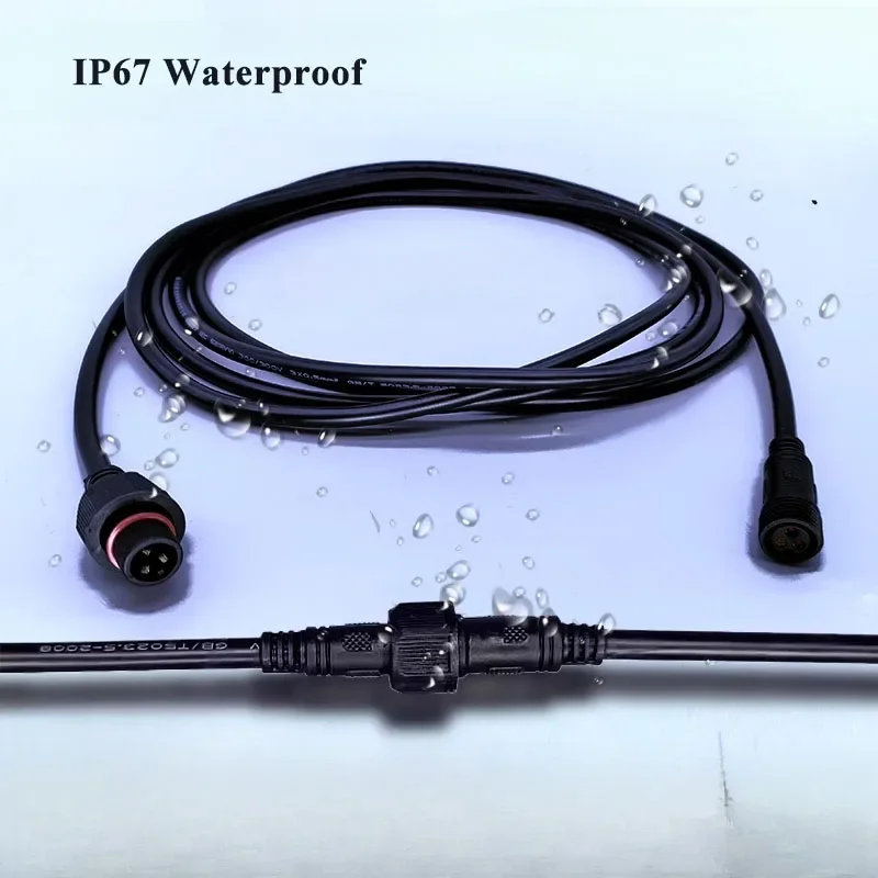 Waterproof 2 3 4 5 6 7 8 Pin Male Female Extension Line IP67 Outdoor LED Docking Plug Cable 0.3-2.5 Square Power Connector Wire