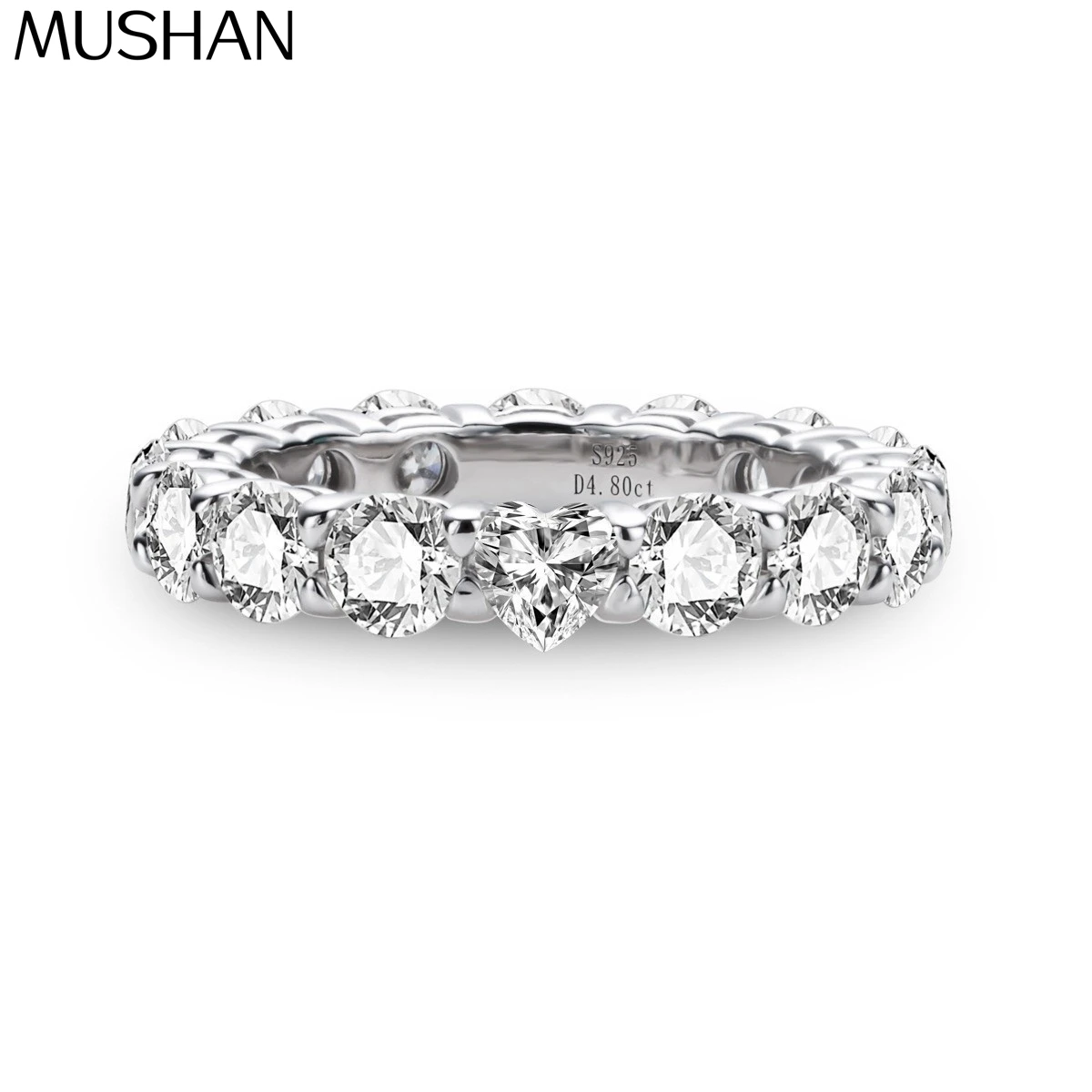 

MuShan Luxury Jewelry 925 Sterling Silver Ring VVS Moissanite Stunning Ring for Sister 18K Gold Plated MST Patent Fine Jewellery