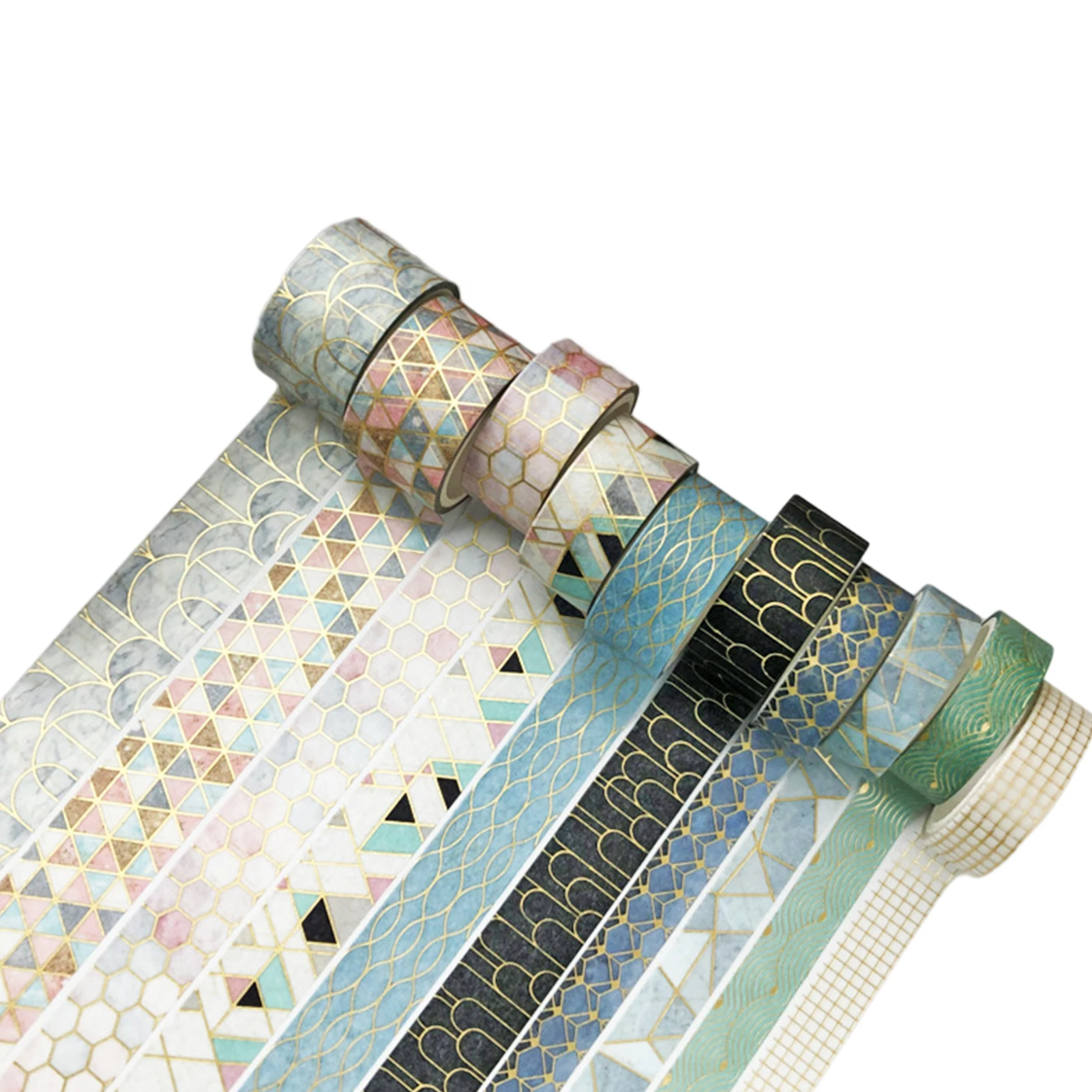 Juego de cinta Washi con estampado en caliente para niños y adultos, suministros de arte extraíbles, pegatina de patrón múltiple, papelería de álbum de recortes, regalo, 10 rollos