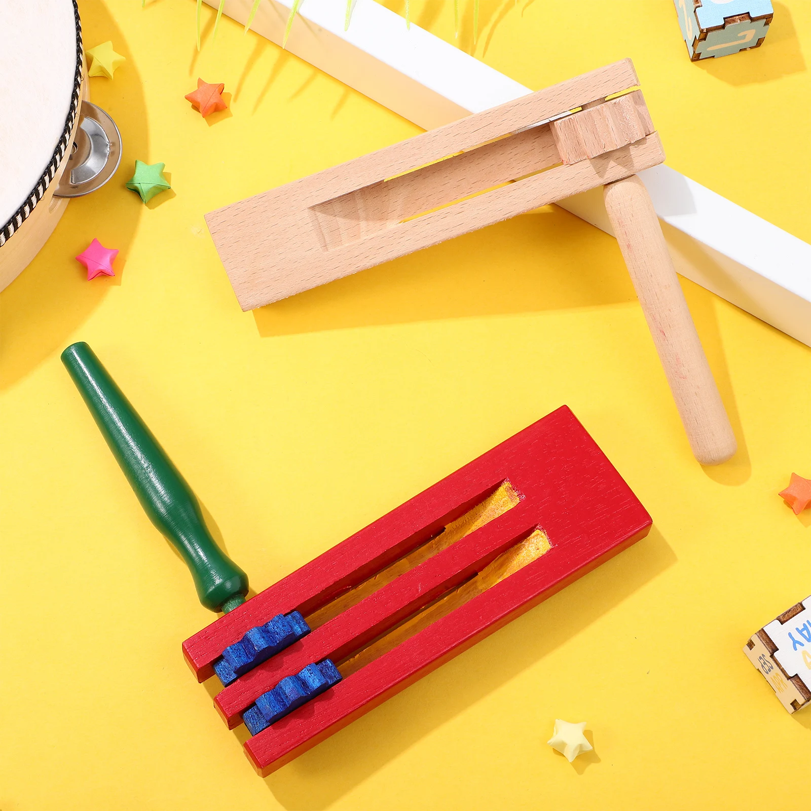 

2pcs Wooden Ratchets Double Layer Single Layer Rotating Soundboards Handheld Noise Makers Party Favors Percussion Instruments