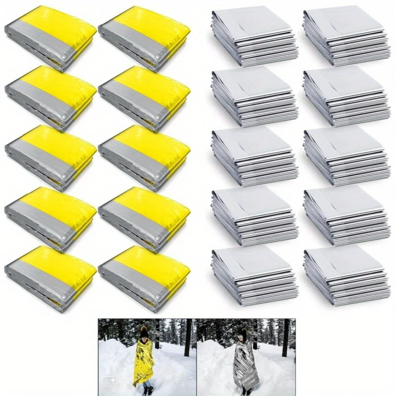 

10 шт., термоодеяла для экстренной помощи, прочное двустороннее серебристое/золотое космическое одеяло для выживания, кемпинга, пешего туризма, первой помощи