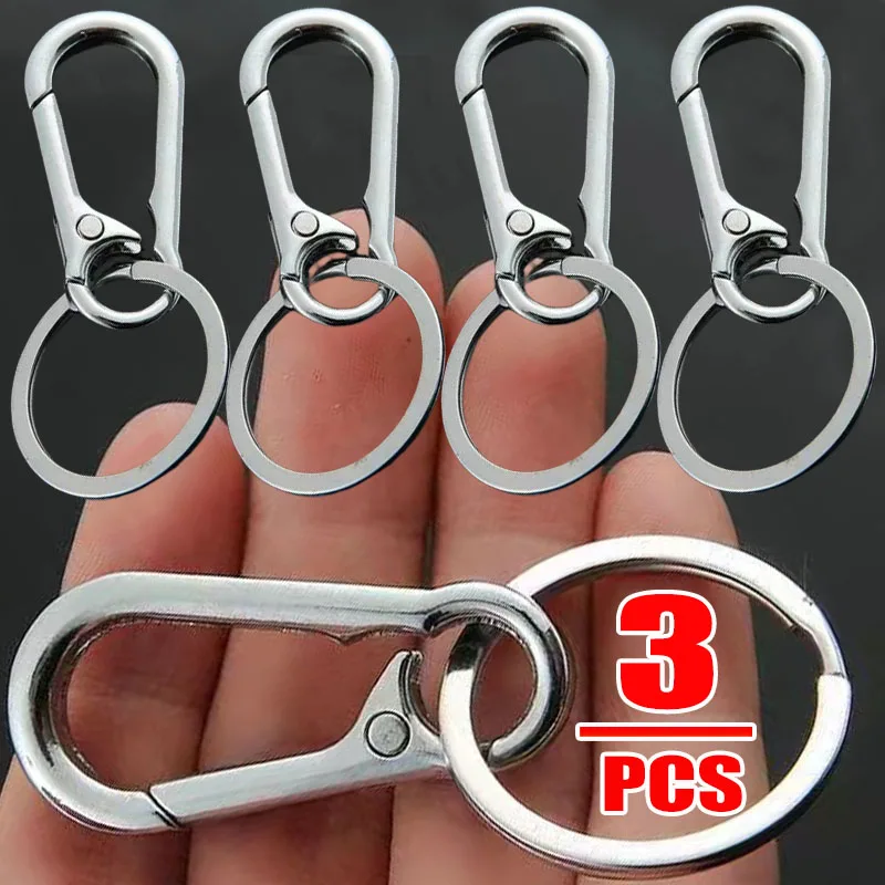 Men's Silver Stainless Steel Gourd Buckle Climbing Keychain Waist Belt Clip Anti-lost Buckle Hanging Key Ring Decoration Gift