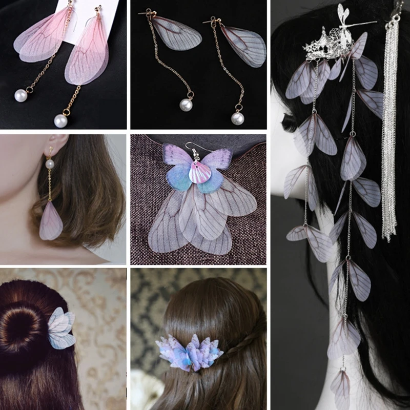 R3MC Fashion Butterfly Wings Charms Dragonfly Wings for DIY Jewelry Making Earrings Pendants Hair Headband Decoration Gift