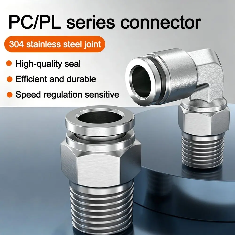 Stainless Steel Pneumatic Quick Connector External Thread Straight Pneumatic Air Fitting Push in Connect Corrosion Resistant
