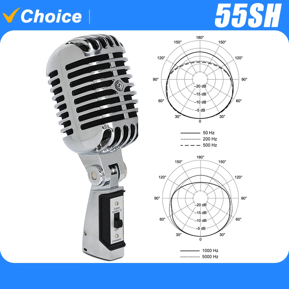 TAVOAOP 55SH Corded Retro Classic Microphone Dynamic Vocal Microphone for Live Performance Karaoke Metal Retro Microphone