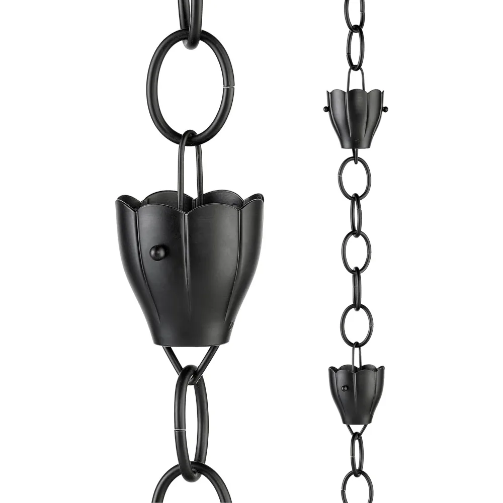 Installation of Rain Chain Clip, Rain Chain Drain Adapter, Black Aluminum for 8.5-foot Drainage Ditch