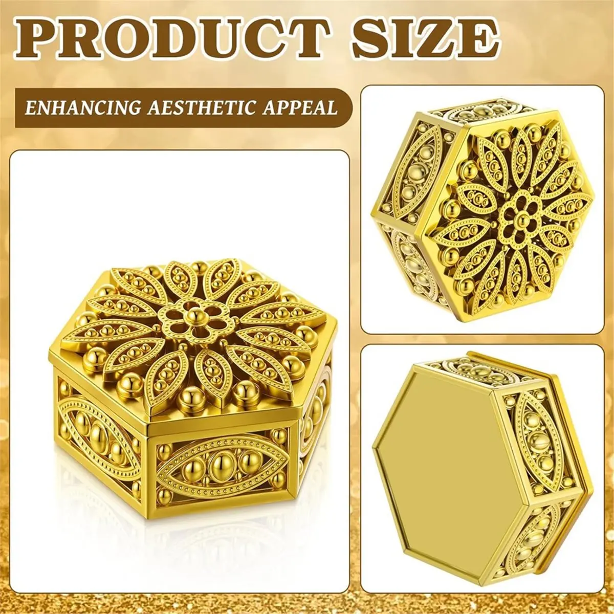 36 peças presentes de retorno indiano para pooja em massa oco hexagonal caixas de doces decorativas recipientes de doces