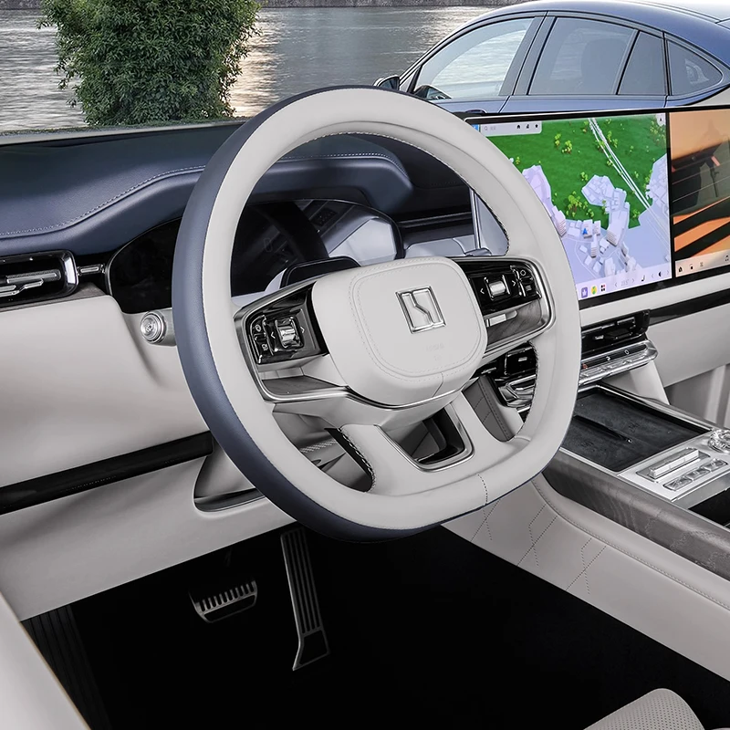 ل Zeekr 9X 2025 2026 غطاء عجلة قيادة السيارة غطاء حماية جلدي مضاد للانزلاق ملحقات قابلة للتنفس