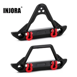 INJORA Metal Front Bumper with Lights for 1/24 RC Crawler Car Axial SCX24 Jeep Wrangler JLU Deadbolt Upgrade Parts