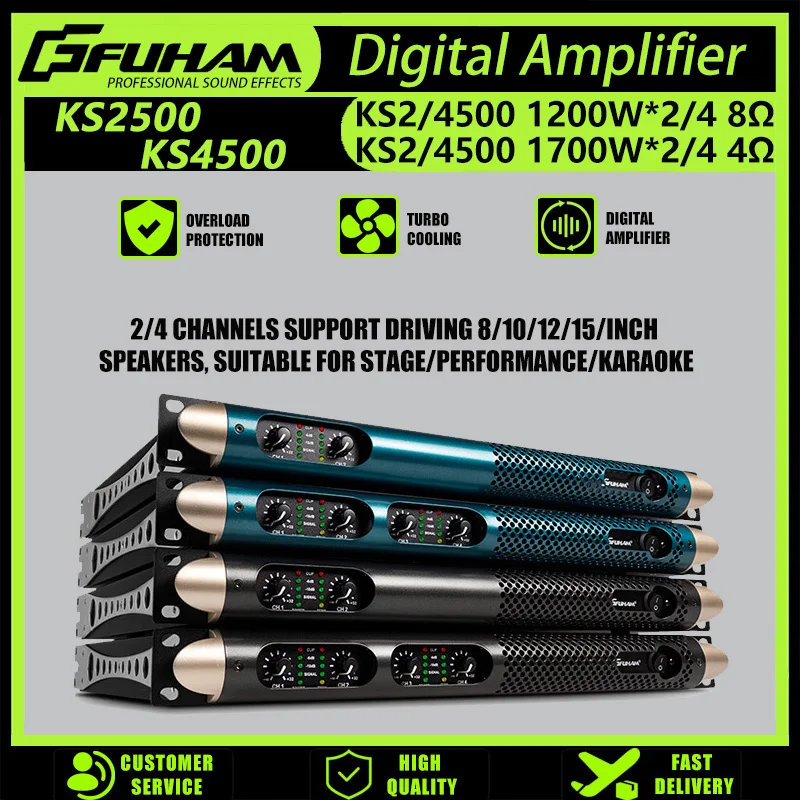 FUHAM KS2500 Digital Power Amplifier 2/4 Channel 8 Ohm 1200W Audio Amplifier Digital Amplifier Audio DJ Stage Performance