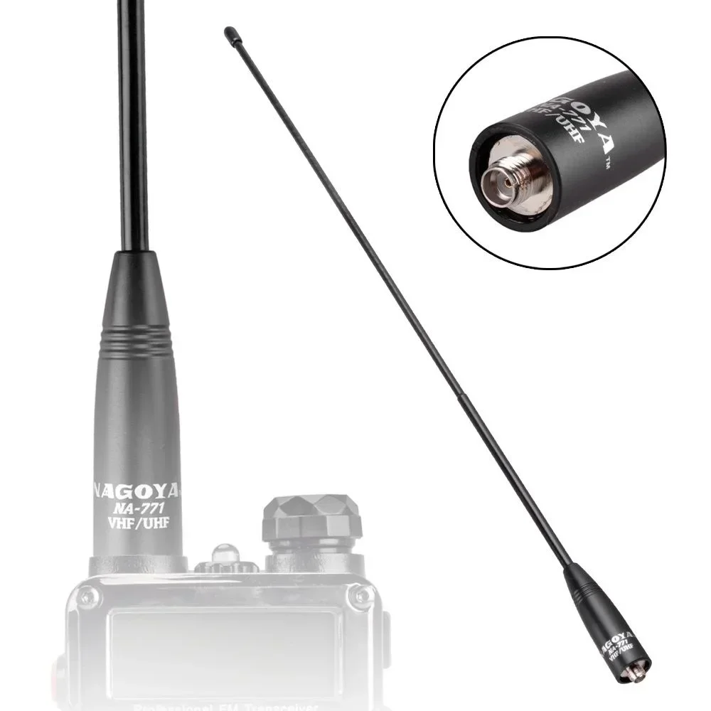 Authentic NAGOYA NA-771 Whip Antenna 15in SMA Male Female BNC 144Mhz 430MHz VHF UHF FM Radio Gain Soft Rubber Aerials