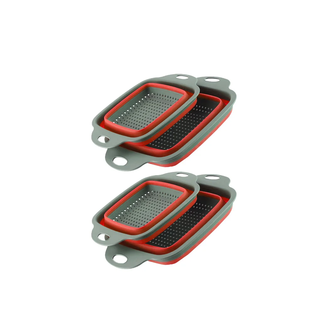 

2Pcs Foldable Washing Basket for Fruits Vegetables Portable Home Kitchen Helper Red Washing Basket Foldable Storage Rack