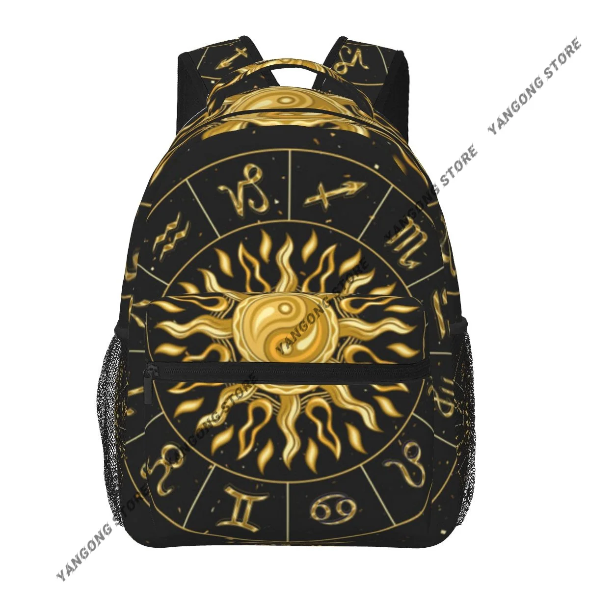 Backpack Casual Travel Bag Horoscope Wheel With Golden Shiny Zodiac Signs School Bag Shoulder Bag For Teenage Girl Bagpack