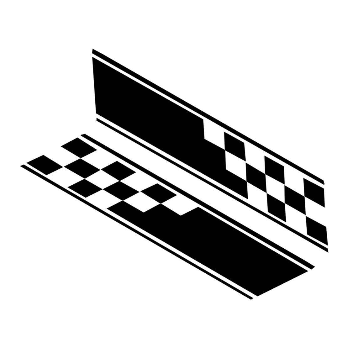 

1 Pair Vinyl Racing Car Side Door Fender Hood Body Plaid Stickers Trims Strips Decals Universal
