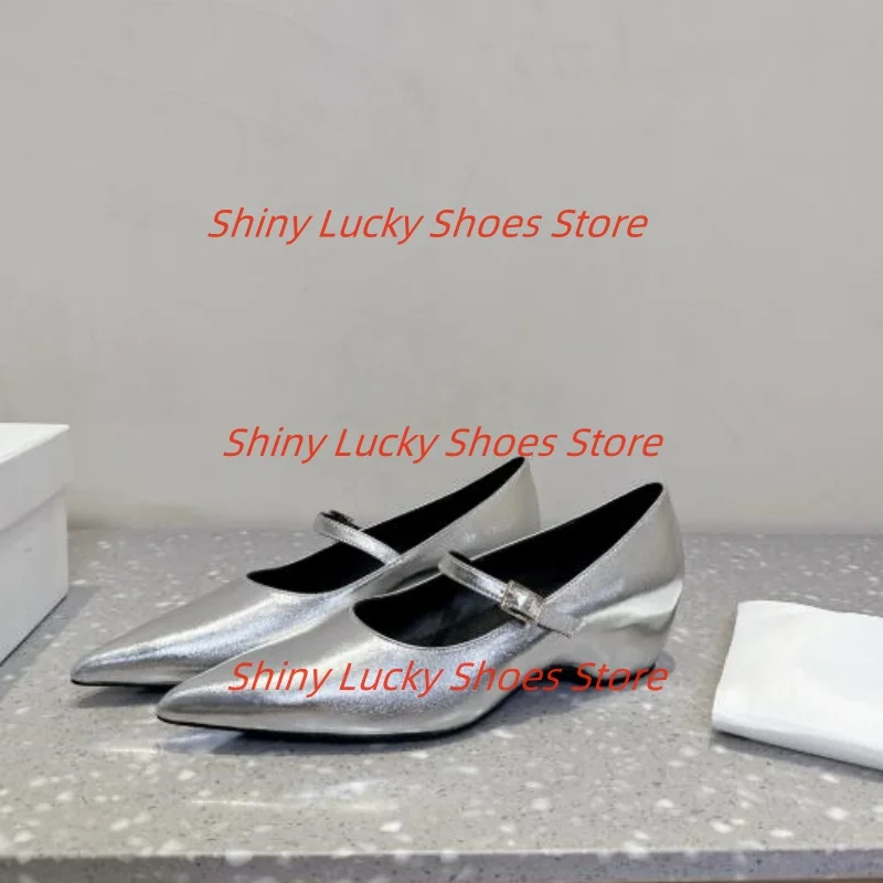 

Женские туфли с пряжкой и острым носком на массивном среднем каблуке с ремешком спереди Мэри Джейн Таконы Shallow Chassure Femme Швейные линии Zapatos