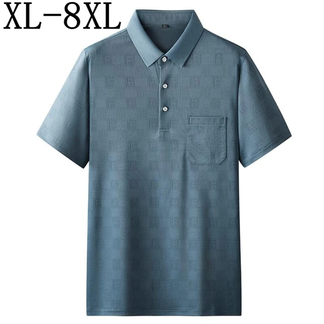 8XL 7XL 6XL New Summer Top Grade Breathable Shirts For Men Short Sleeve Lapel Mens Polo Shirt With Pocket Fashion Loose TShirts AliExpress 200000343