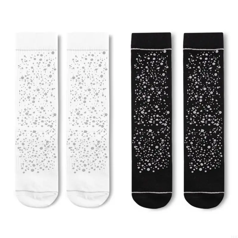 

Y1AC Unisex Harajuku Hip Hop Cotton Socks High Reflective Shiny Starry for Sky Night Luminous Skateboard Tube Hosier