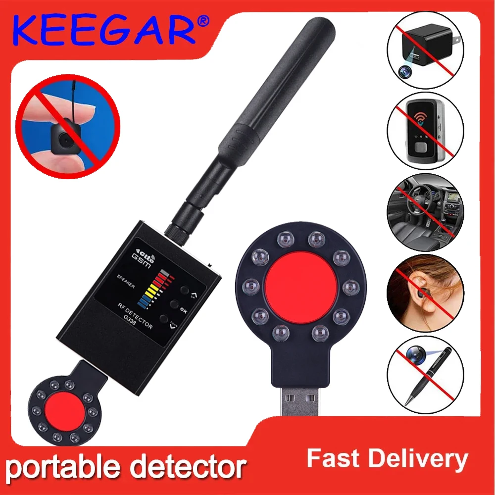 

Security Protection Anti-spy Hidden Camera Detector GSM Audio Bug GPS Signal Finder RF Tracker With IR Scan Spy Devices Detect