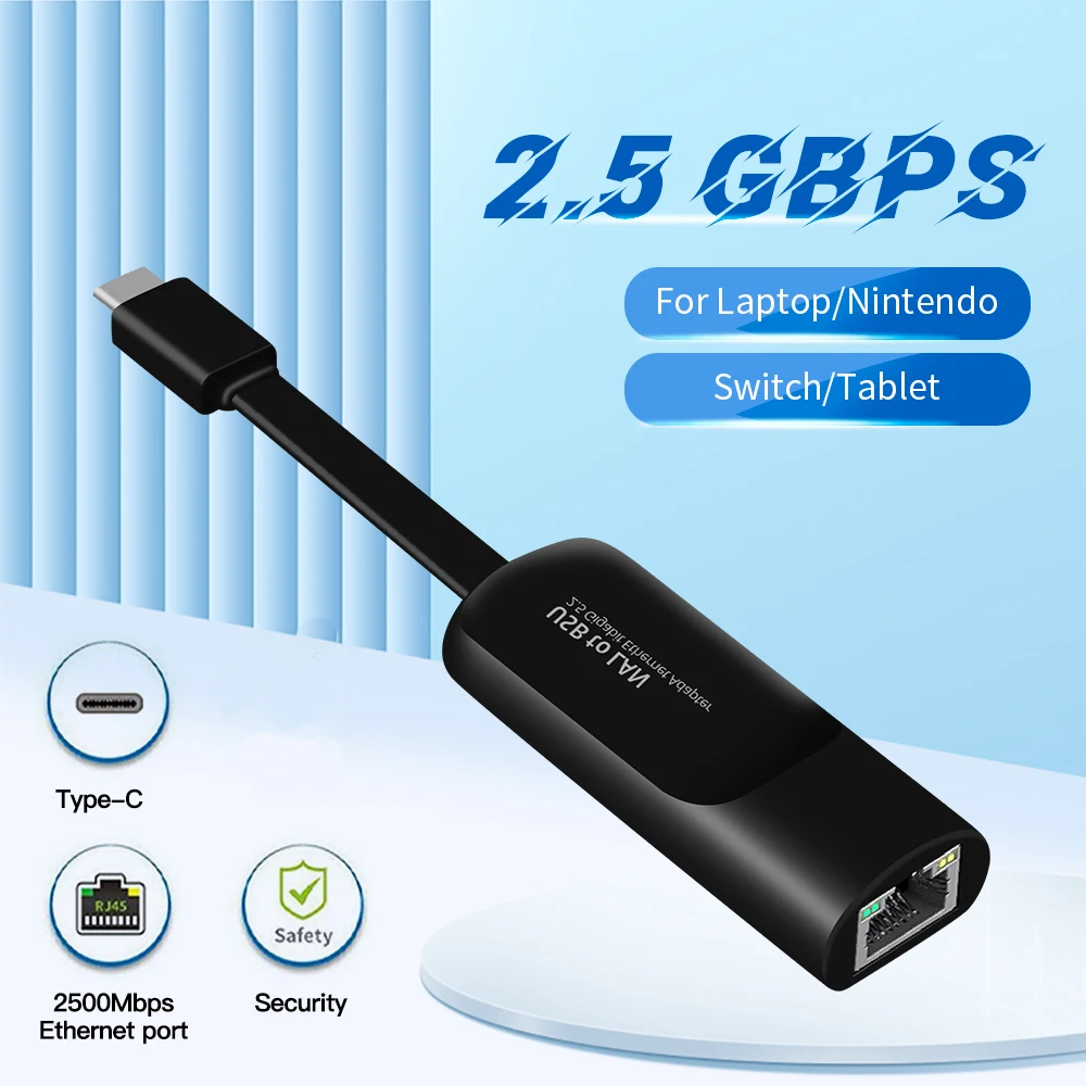 

2500 Мбит/с USB3.0 Type C 2.5G Ethernet-адаптер 2.5Gbps USB 3.0 Type-C к RJ45 LAN Гигабитный проводной сетевой адаптер для ноутбука