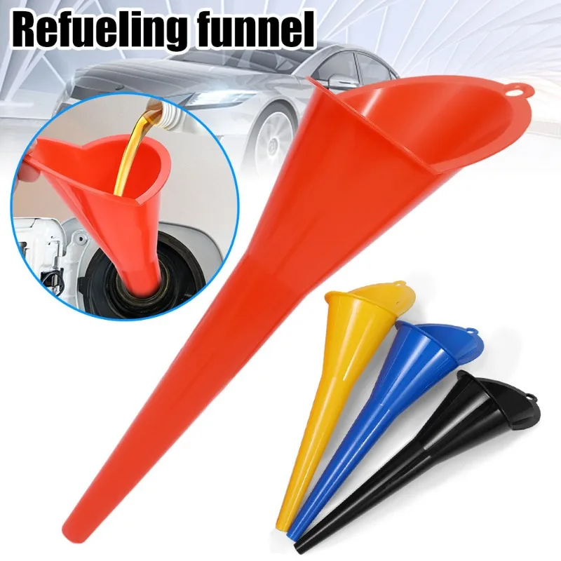 Imbuto per rifornimento carburante con supporto a mano libera, imbuto a bocca lunga, per aggiungere olio, carburante, additivi, imbuto grande in plastica speciale per moto