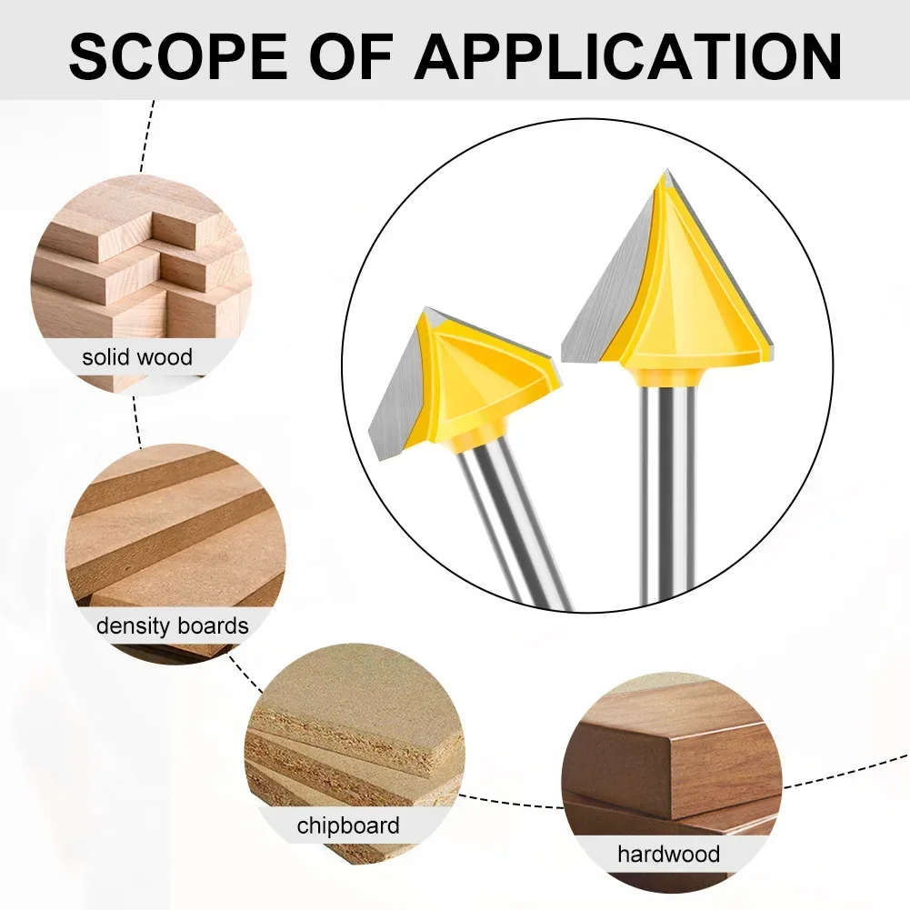 1PC 6mm Shank 90 Degree V-shaped 3D Router Bit Computer Carving Router Bit Woodworking Router Bit V-shaped Milling Cutter