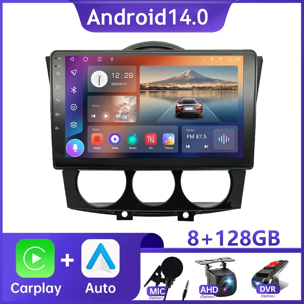 

Wireless Carplay Auto Car Radio For Mazda RX-8 RX 8 RX8 SE 2003-2021 Multimedia Navigation GPS Video Player Stereo split-screen