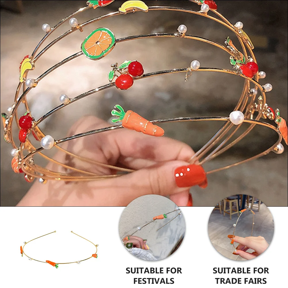 

1pcs Carrot Hair Hoops Pearl Design Alloy Headband Lovely Hair Accessories Women Headdress Elegant Headwear Braiding Tool