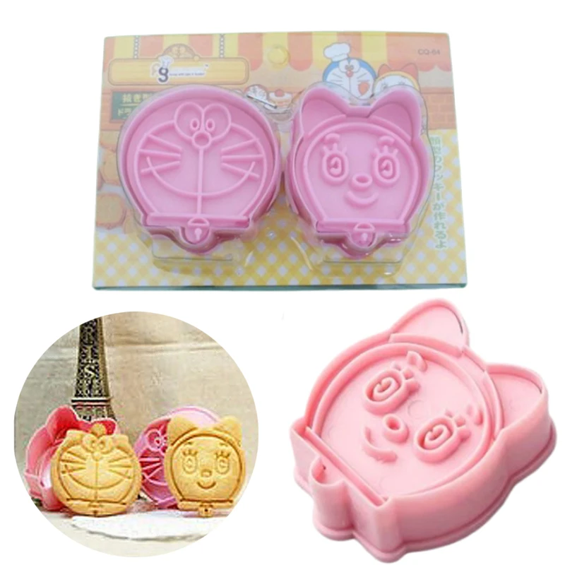 Cortadores de galletas Doraemon, estampador de sellos de Anime para galletas, pastelería, utensilios para hornear, moldes para galletas, accesorios de cocina, regalos, 2 uds.