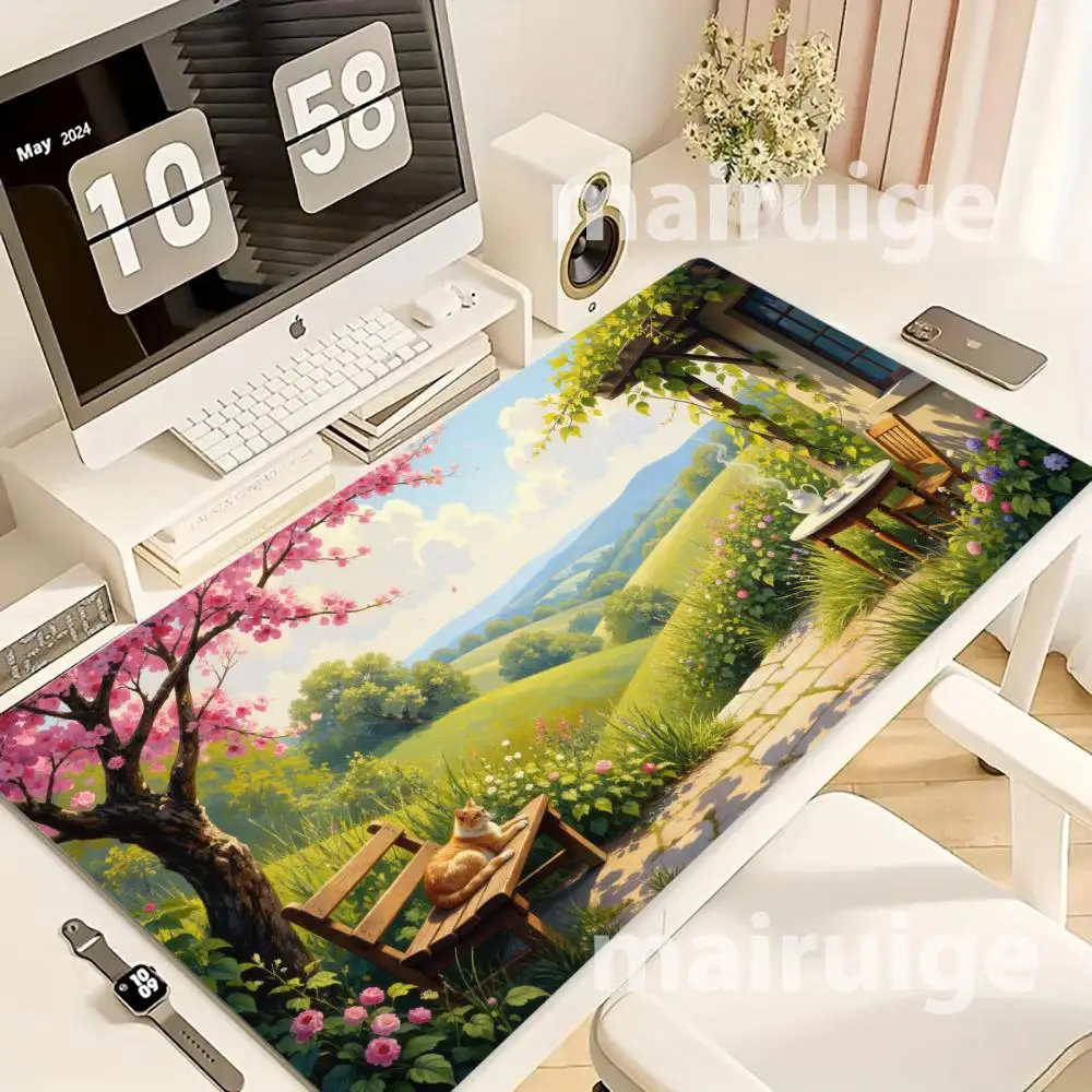 

Scenery Art Mouse Pad Large Computer Office Game Table Mat 90x40 XXL Rubber Anti-slip Stitched Edge Keyboard Mats Long Desk Pads