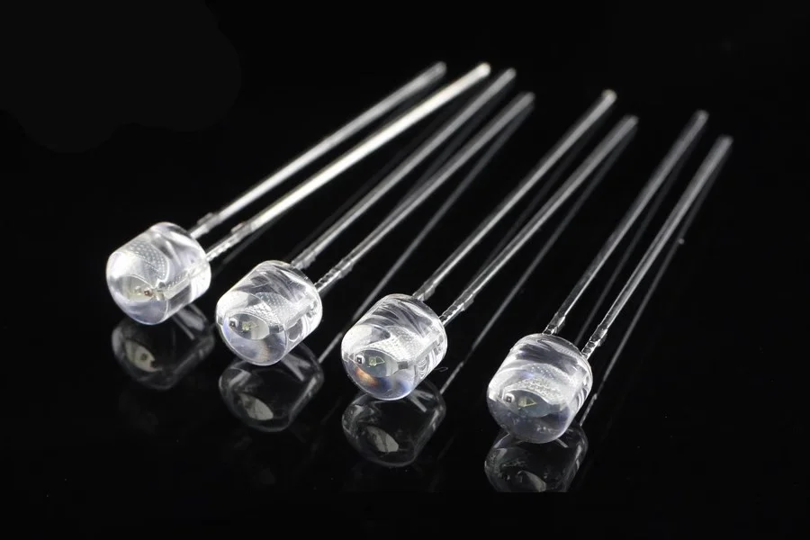 100Pcs F5/5mm Straw Hat Shape Red and Green Borderless Bi-Colour High Brightness LED Traffic Indicators light-emitting diode