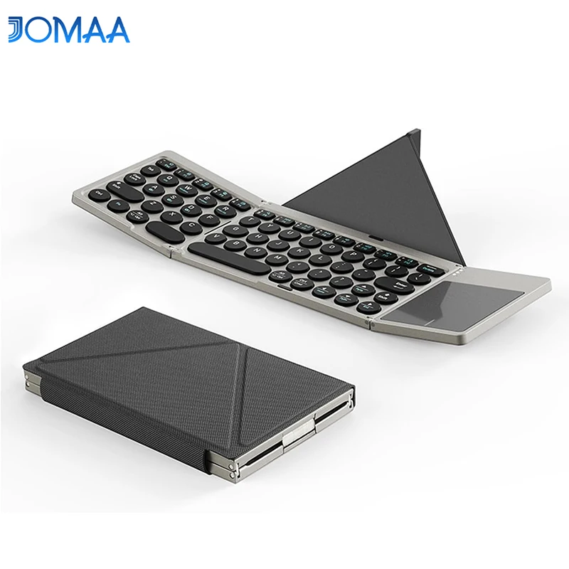 Jomaa Transparent Foldable Wireless Keyboard Bluetooth Keyboard with Mouse Folding Travel Keyboard for Smartphone Computer