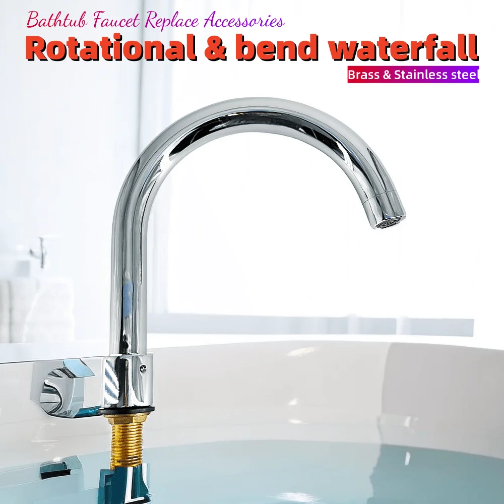 Stainless Steel Brass Core Rotational Bend Waterfall Bathtub Faucet 1/2