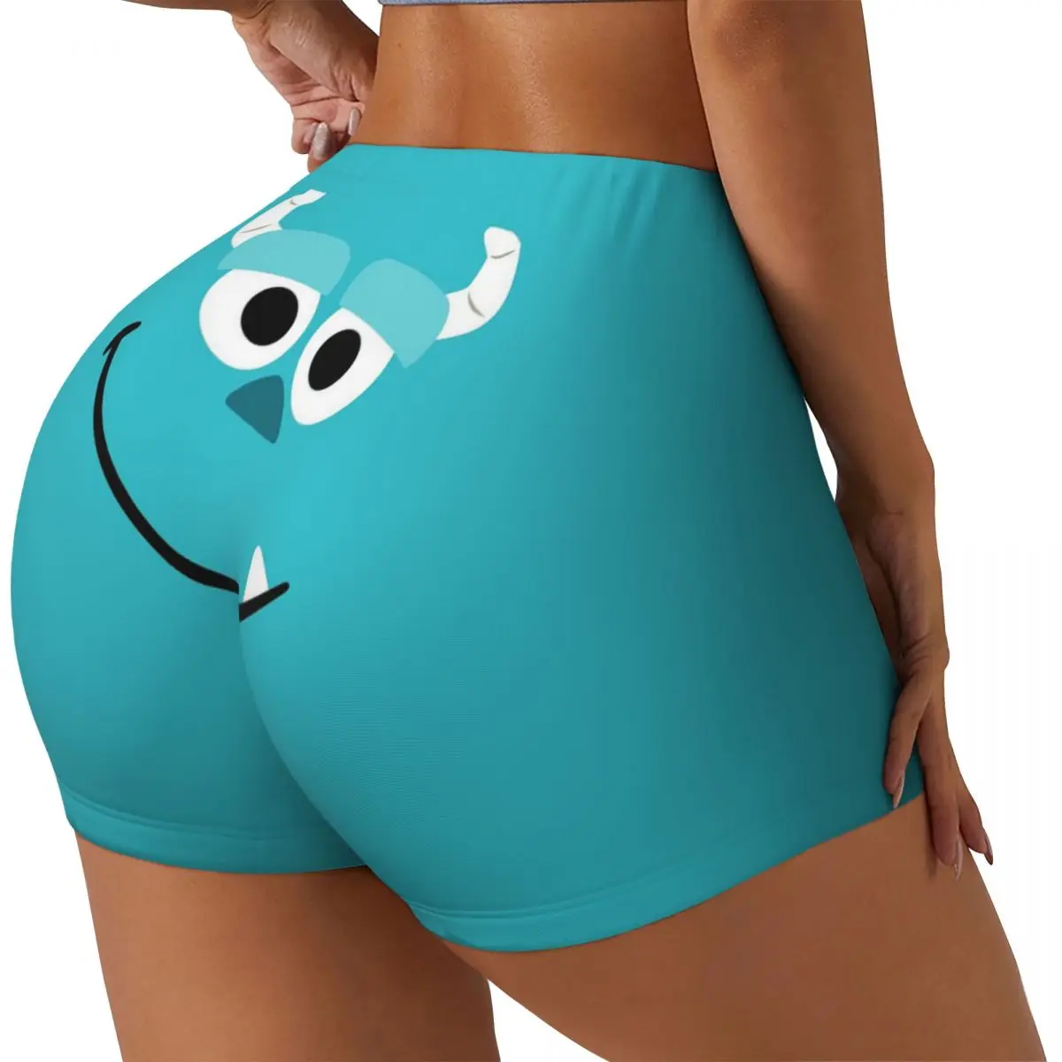 Custom Women's Monsters University Sulley Workout Yoga Shorts Gym Athletic Volleyball Biker Shorts