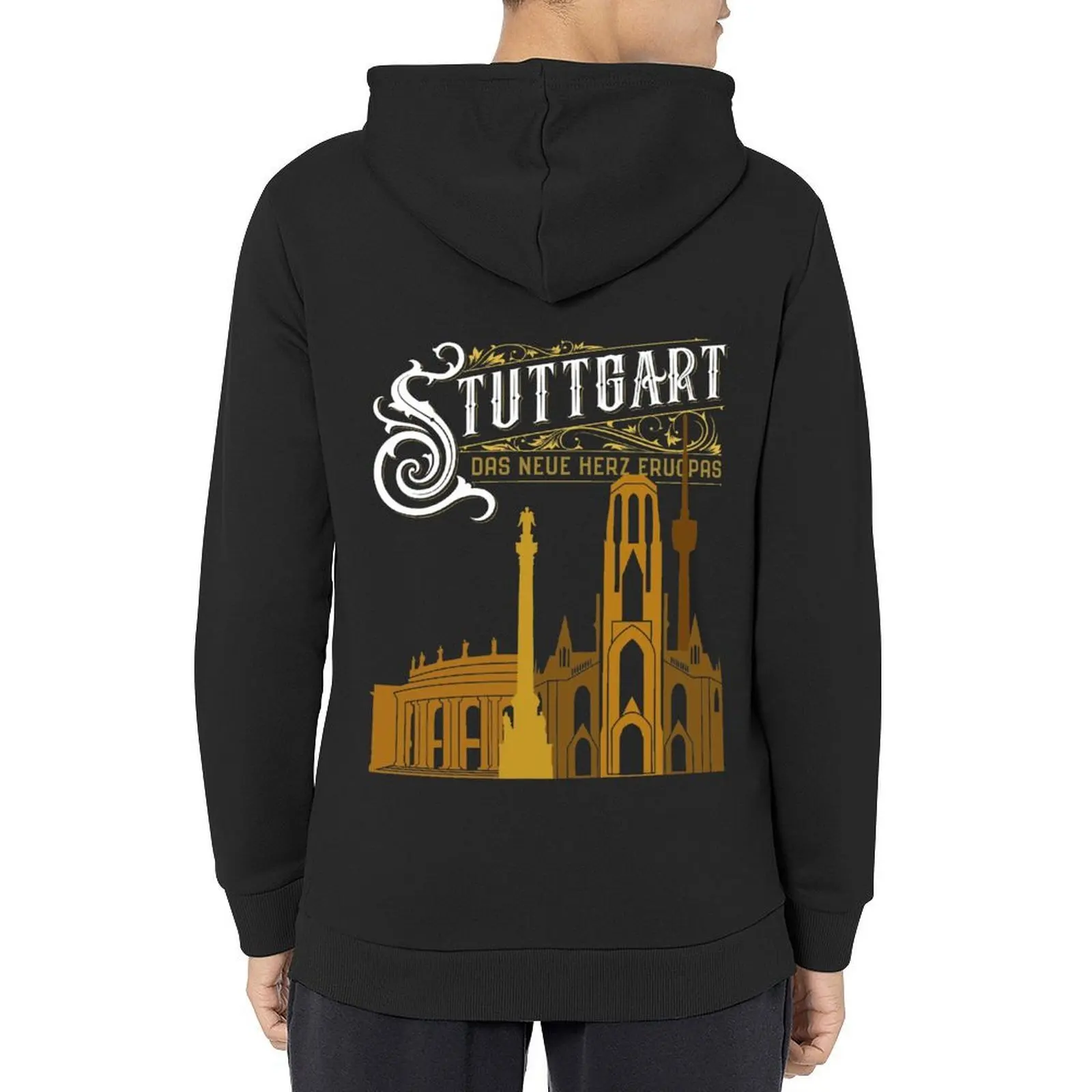 

Stuttgart City and Historic Landmarks Vintage Hoodie anime clothing clothes for men men clothing autumn jacket men anime hoodie