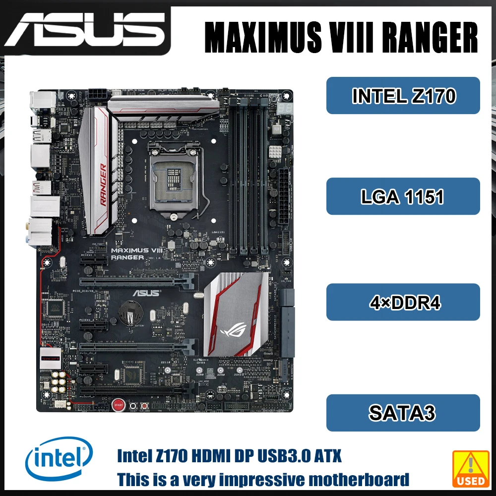 ASUS MAXIMUS VIII RANGER Motherboard LGA 1151 DDR4 64GB Intel Z170 support  i3-6100 i5-6500 i5-7500 i7-6700 G4600 cpu M.2 ATX