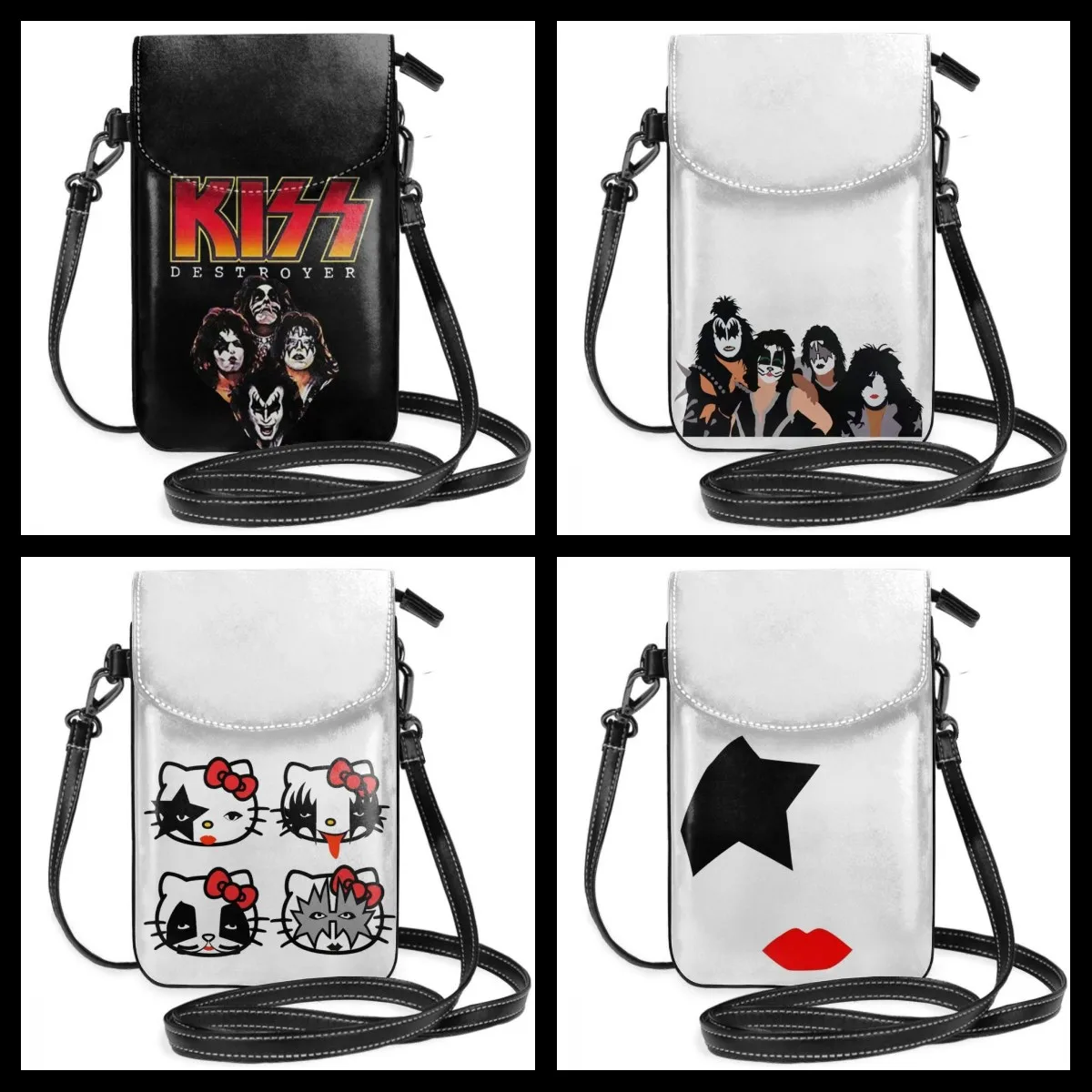 Borsa a tracolla Kiss Ace Frehley da KISS Band Spaceman Borsa in pelle per trucco Borsa multiuso per donne adolescenti Borsa a tracolla