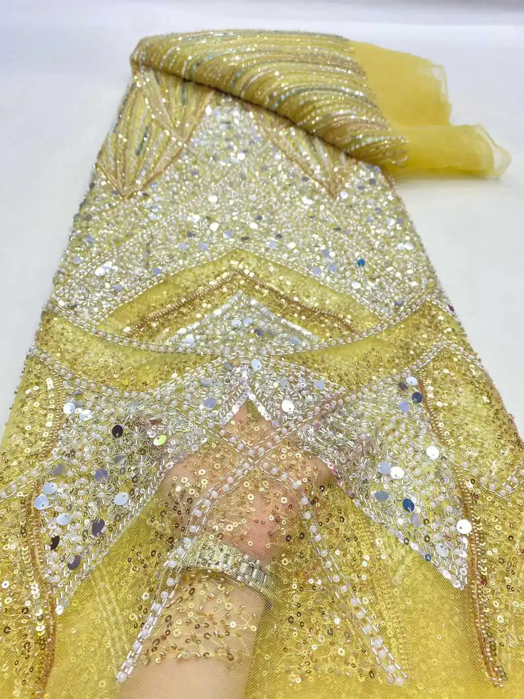 قماش دانتيل شبكي شبكي مطرز أفريقي فاخر 2025 خرز مطرز ترتر فرنسي تول دانتيل لفستان حفلات الزفاف النيجيري