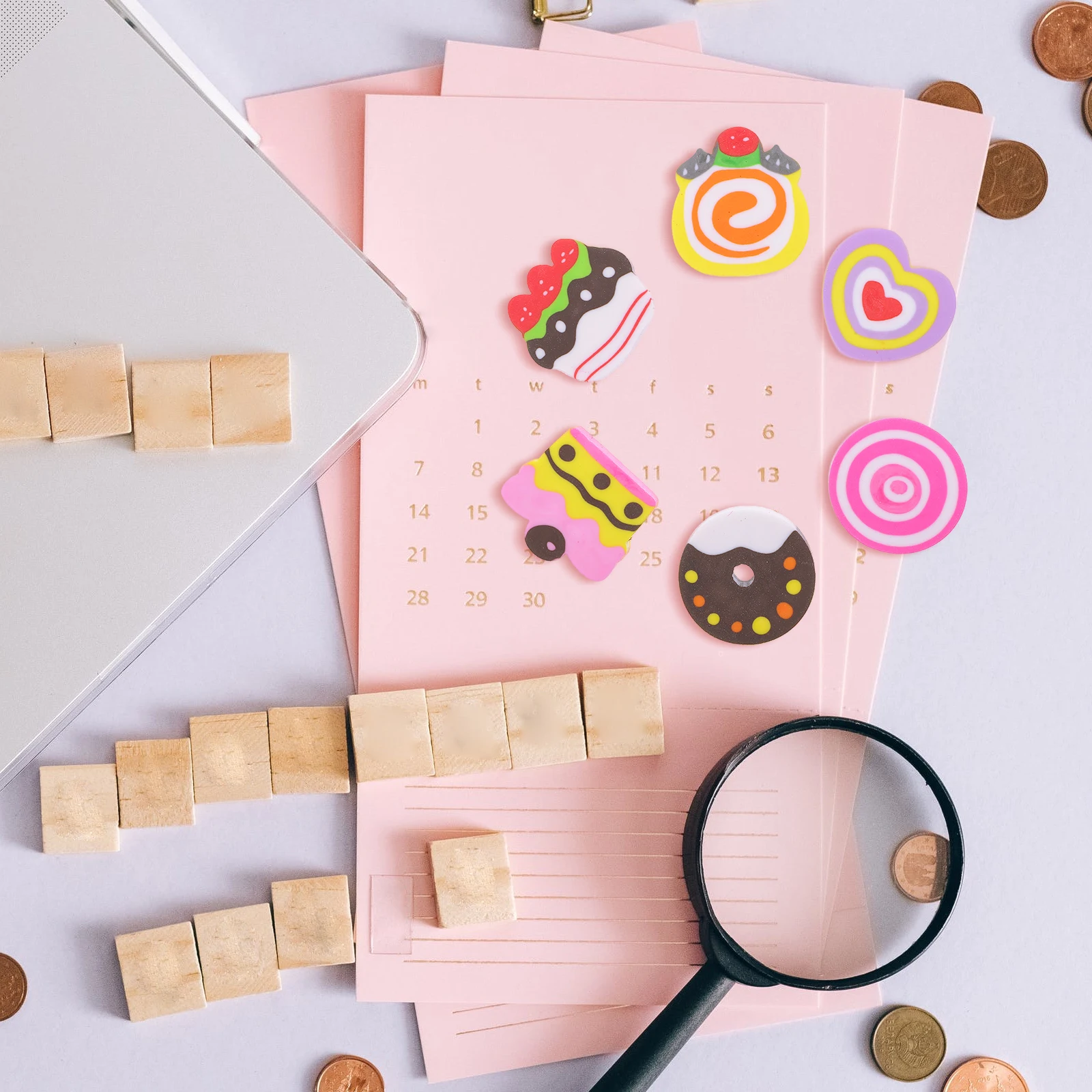 

30pcs Cake Dessert Eraser Tiny Food Mini Small Puzzle Child Pencil Eraser Student Office Use Writing Accessory