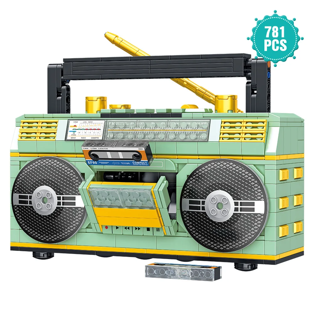 781PCS Retro Radio Classic Series Building Blocks Set Vintage Music Player Display Kit Creative Gift Toys for Adults Kids