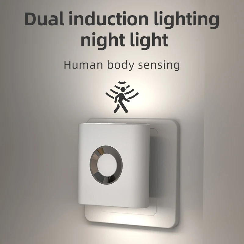 Motion Sensor Light LED EU/US Plug Type C Rechargeable Wireless Night Light For Bedroom Staircase Hallway Indoor Lighting Closet