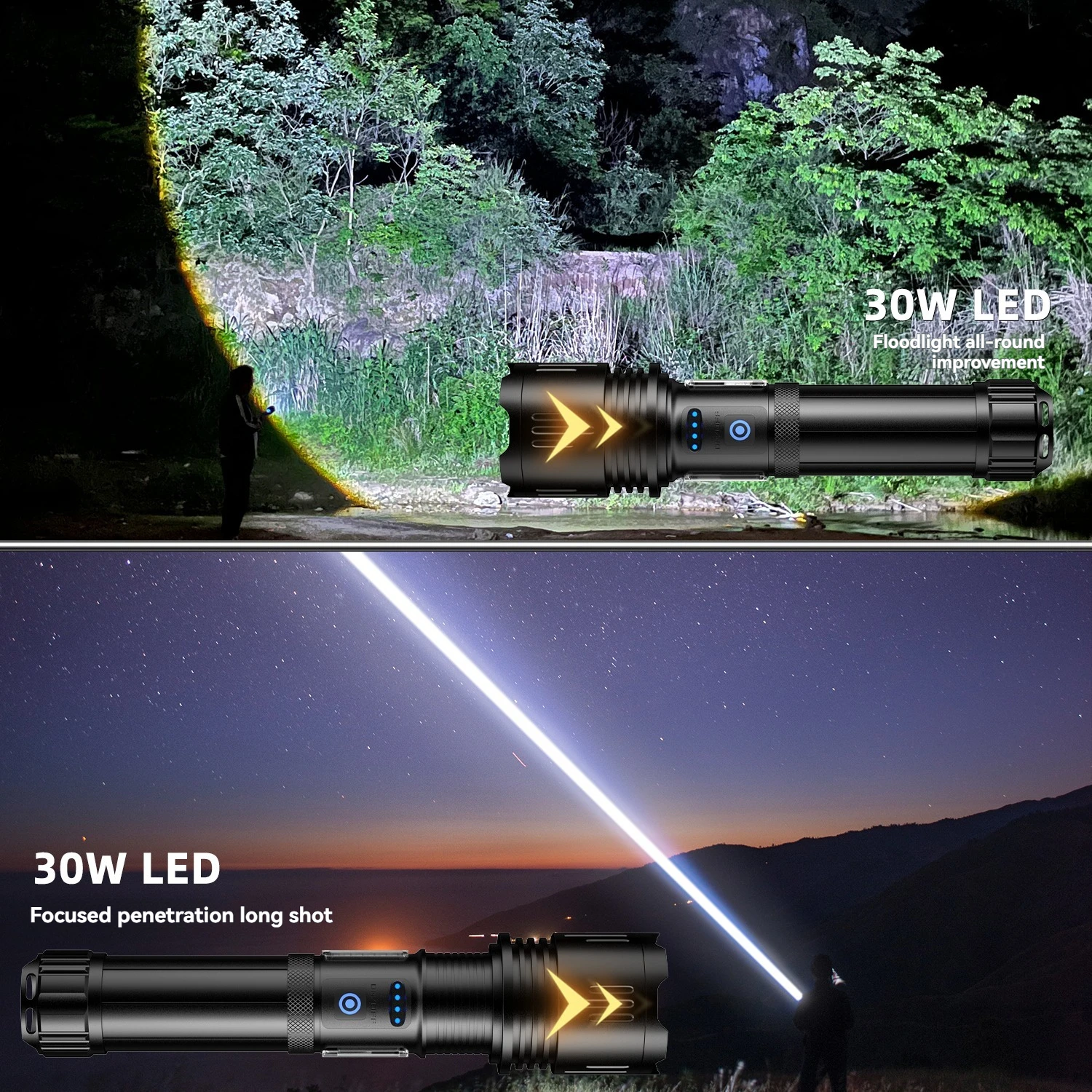 مشاعل Led قوية جديدة 5000 ضوء تكتيكي فائق السطوع 10000 أضواء الطوارئ تلسكوبي ضوء التكبير المدمج البطارية #3