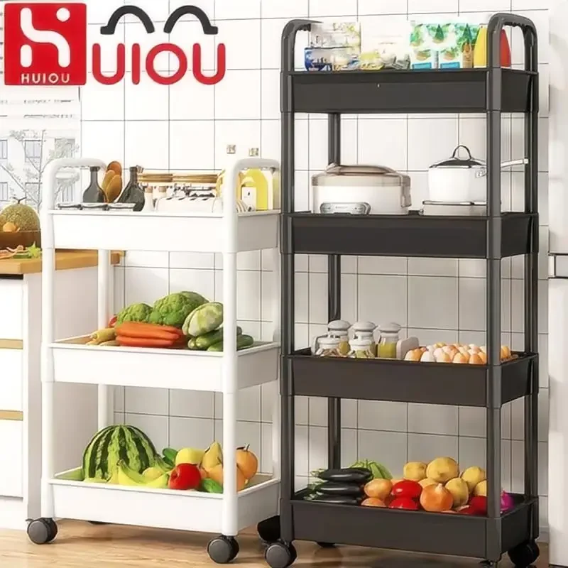 Household Multi-layer Small Cart Storage Rack Floor To Floor Kitchen Bedroom Bathroom Storage Rack Storage Rack with Wheels