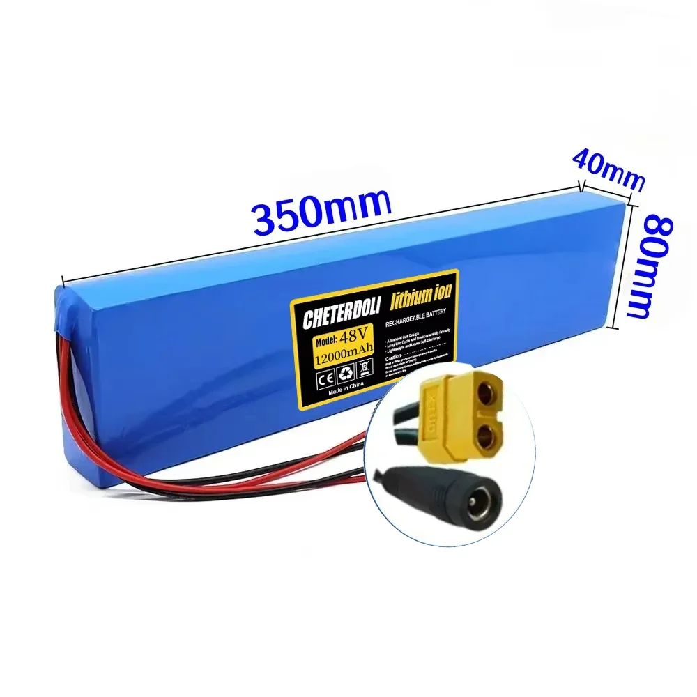 13S2P Upgraded Version 48V 12Ah Lithium Battery Pack 500W Is Suitable for 48V Electric Scooter with Built-In BMS 21700 Battery